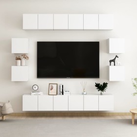 vidaXL 10-tlg. TV-Schrank-Set Weiß Holzwerkstoff