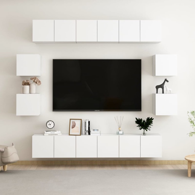 vidaXL 10-tlg. TV-Schrank-Set Weiß Holzwerkstoff vidaXL 10-tlg. TV-Schrank-Set Weiß Holzwerkstoff