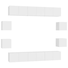 vidaXL 10-tlg. TV-Schrank-Set Weiß Holzwerkstoff
