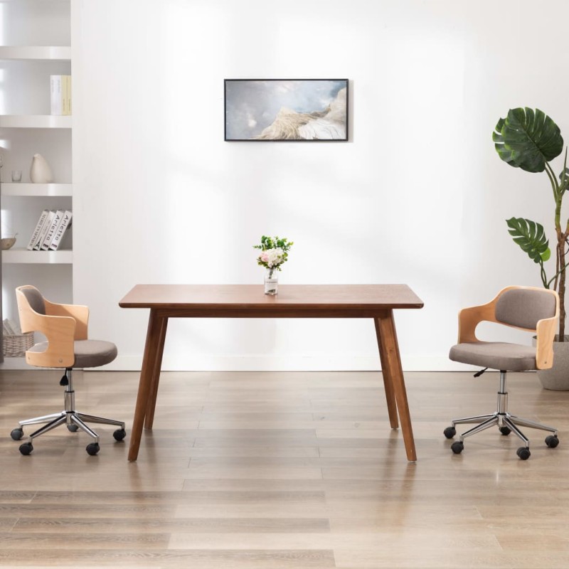 vidaXL Drehbarer Bürostuhl Taupe Bugholz und Stoff vidaXL Drehbarer Bürostuhl Taupe Bugholz und Stoff