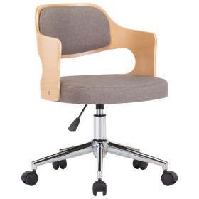 vidaXL Drehbarer Bürostuhl Taupe Bugholz und Stoff