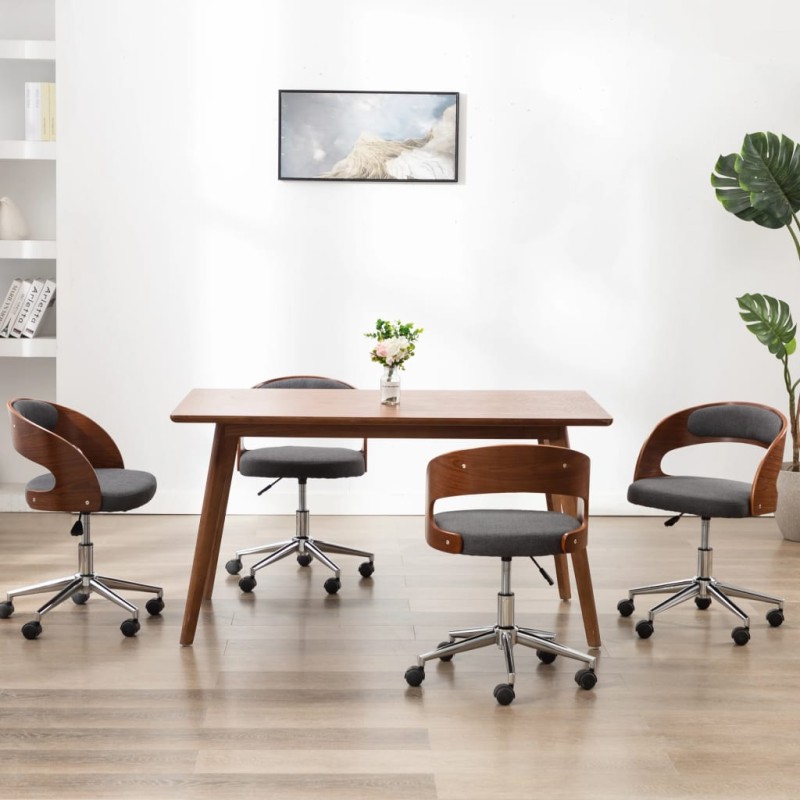 vidaXL Esszimmerstühle 4 Stk. Drehbar Grau Bugholz und Stoff vidaXL Esszimmerstühle 4 Stk. Drehbar Grau Bugholz und Stoff