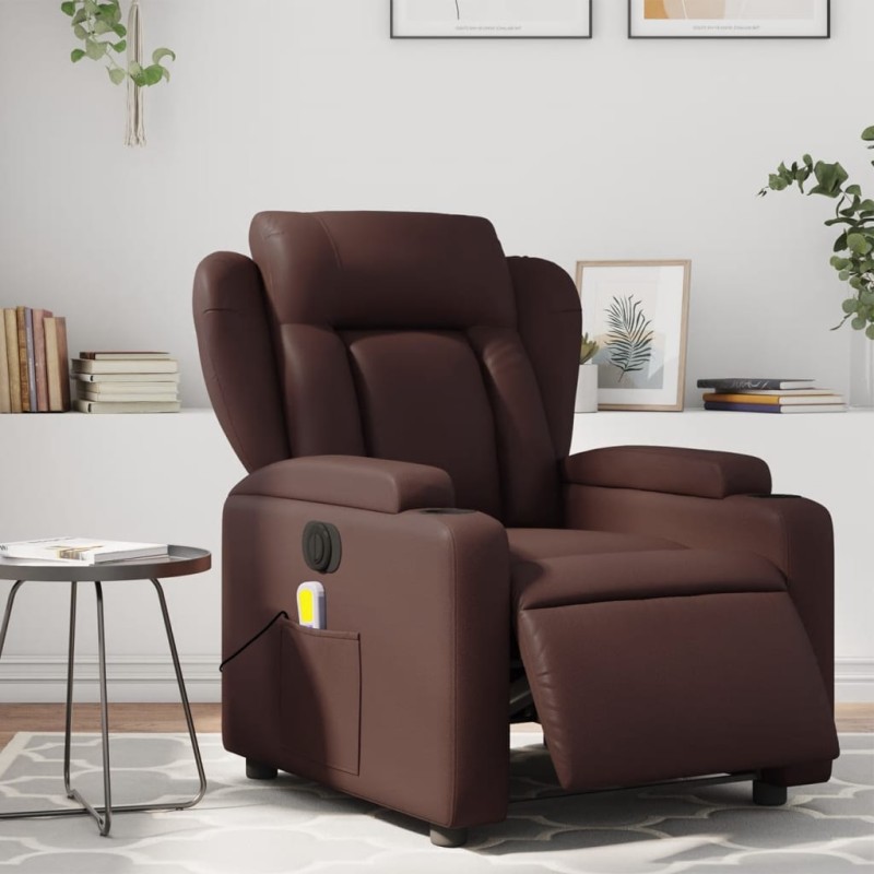 vidaXL Massagesessel Elektrisch Braun Kunstleder vidaXL Massagesessel Elektrisch Braun Kunstleder