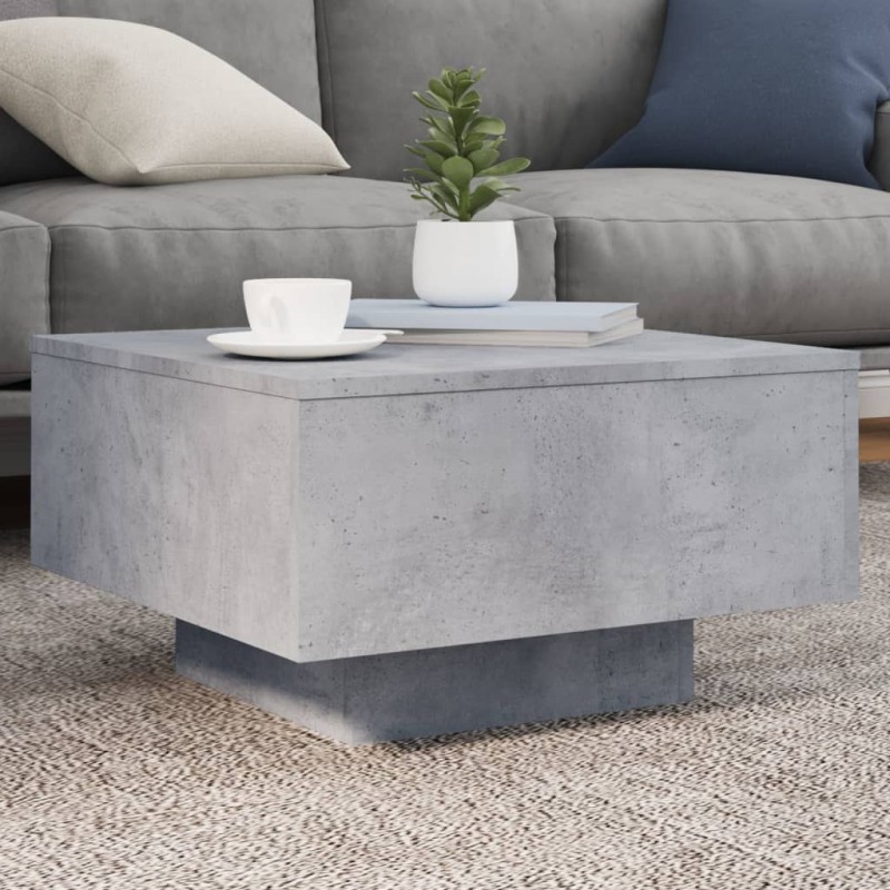 vidaXL Couchtisch mit LED-Leuchten Betongrau 55x55x31 cm vidaXL Couchtisch mit LED-Leuchten Betongrau 55x55x31 cm