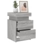 vidaXL Nachttische mit LED-Leuchten 2 Stk. Grau Sonoma 35x39x55 cm vidaXL Nachttische mit LED-Leuchten 2 Stk. Grau Sonoma 35x39x55 cm