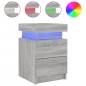 vidaXL Nachttische mit LED-Leuchten 2 Stk. Grau Sonoma 35x39x55 cm vidaXL Nachttische mit LED-Leuchten 2 Stk. Grau Sonoma 35x39x55 cm