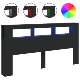 vidaXL LED-Kopfteil Schwarz 200x18,5x103,5 cm Holzwerkstoff