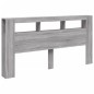 vidaXL LED-Kopfteil Grau Sonoma 200x18,5x103,5 cm Holzwerkstoff