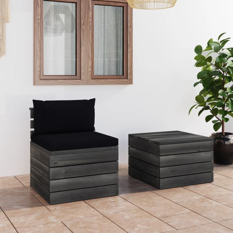vidaXL 2-tlg. Garten-Sofagarnitur aus Paletten mit Kissen Kiefernholz vidaXL 2-tlg. Garten-Sofagarnitur aus Paletten mit Kissen Kiefernholz