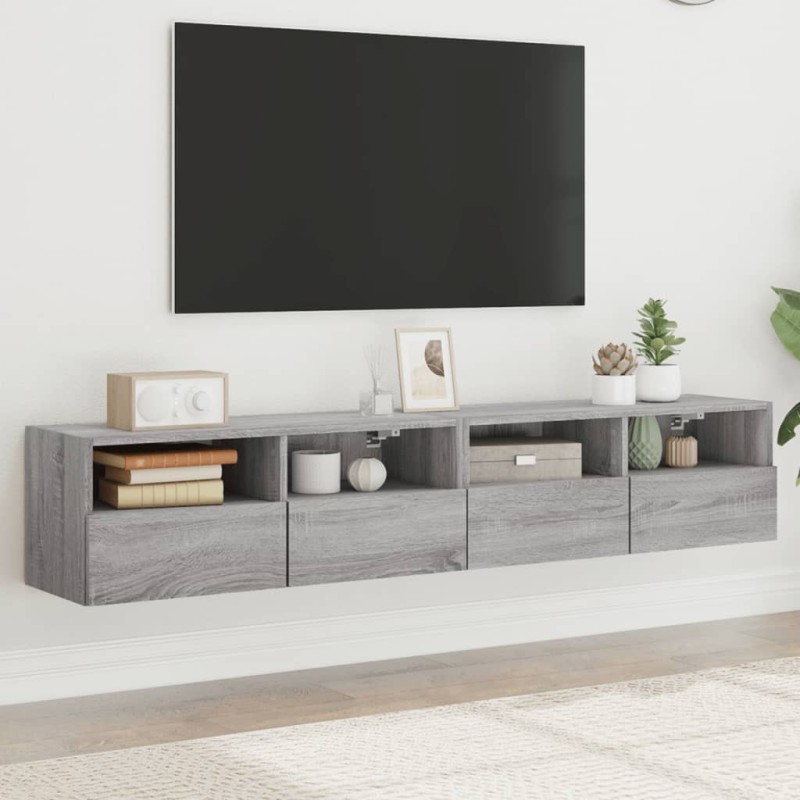 vidaXL TV-Wandschränke 2 Stk. Grau Sonoma 80x30x30 cm Holzwerkstoff vidaXL TV-Wandschränke 2 Stk. Grau Sonoma 80x30x30 cm Holzwerkstoff