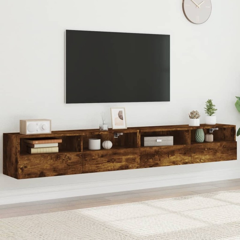 vidaXL TV-Wandschränke 2 Stk. Räuchereiche 100x30x30 cm Holzwerkstoff vidaXL TV-Wandschränke 2 Stk. Räuchereiche 100x30x30 cm Holzwerkstoff