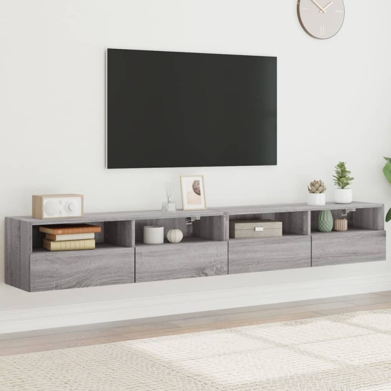 vidaXL TV-Wandschränke 2 Stk. Grau Sonoma 100x30x30 cm Holzwerkstoff vidaXL TV-Wandschränke 2 Stk. Grau Sonoma 100x30x30 cm Holzwerkstoff