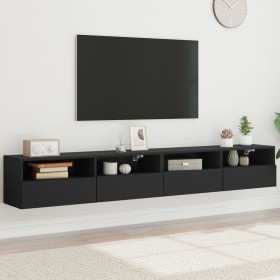 vidaXL TV-Wandschränke 2 Stk. Schwarz 100x30x30 cm Holzwerkstoff