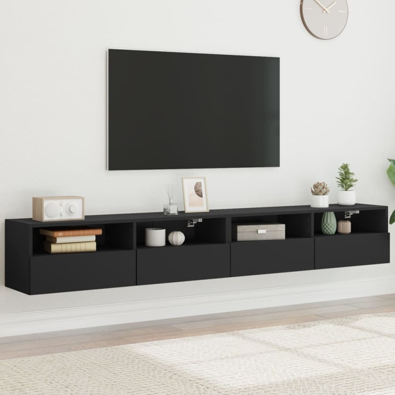 vidaXL TV-Wandschränke 2 Stk. Schwarz 100x30x30 cm Holzwerkstoff vidaXL TV-Wandschränke 2 Stk. Schwarz 100x30x30 cm Holzwerkstoff