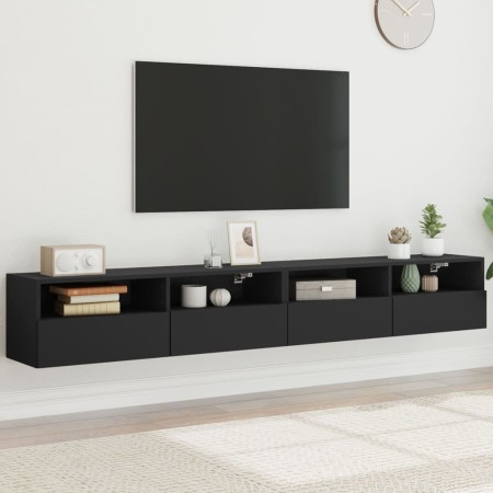 vidaXL TV-Wandschränke 2 Stk. Schwarz 100x30x30 cm Holzwerkstoff