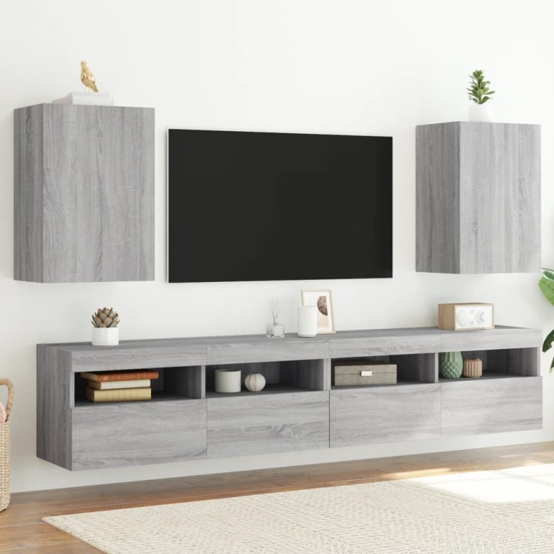 vidaXL TV-Wandschränke 2 Stk. Grau Sonoma 40,5x30x60 cm Holzwerkstoff vidaXL TV-Wandschränke 2 Stk. Grau Sonoma 40,5x30x60 cm Holzwerkstoff