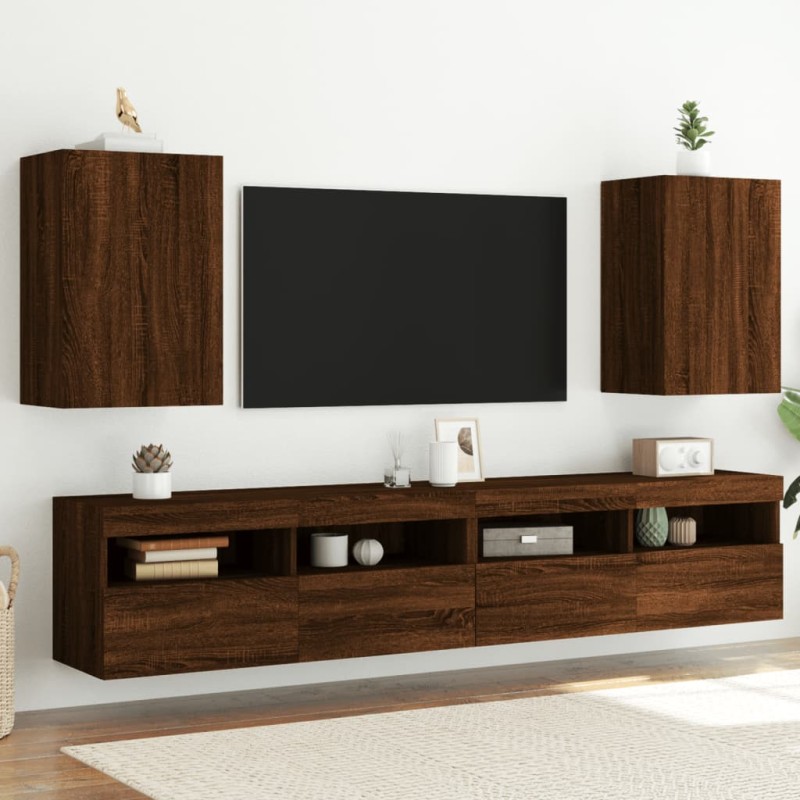 vidaXL TV-Wandschränke 2 Stk. Braun Eiche-Optik 40,5x30x60 cm vidaXL TV-Wandschränke 2 Stk. Braun Eiche-Optik 40,5x30x60 cm