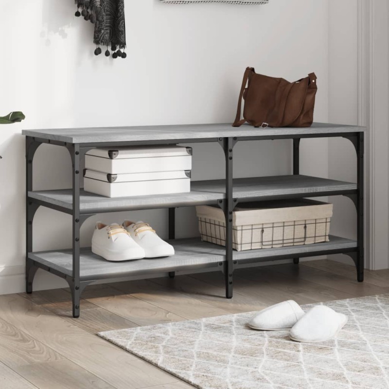 vidaXL Schuhbank Grau Sonoma 100x38,5x49 cm Holzwerkstoff vidaXL Schuhbank Grau Sonoma 100x38,5x49 cm Holzwerkstoff