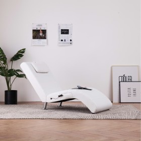 vidaXL Massage-Chaiselongue mit Kissen Weiß Kunstleder