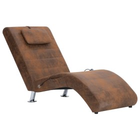 vidaXL Massage Chaiselongue mit Kissen Braun Wildleder-Optik