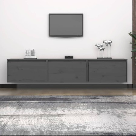 vidaXL TV-Schränke 3 Stk. Grau Massivholz Kiefer