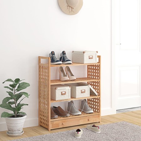 vidaXL Schuhregal mit Schublade 70x27x81 cm Massivholz Nussbaum