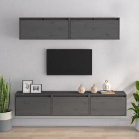 vidaXL TV-Schränke 5 Stk. Grau Massivholz Kiefer