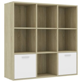 vidaXL Bücherregal Weiß Sonoma-Eiche 98x30x98 cm Holzwerkstoff