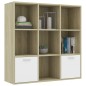 vidaXL Bücherregal Weiß Sonoma-Eiche 98x30x98 cm Holzwerkstoff vidaXL Bücherregal Weiß Sonoma-Eiche 98x30x98 cm Holzwerkstoff