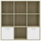 vidaXL Bücherregal Weiß Sonoma-Eiche 98x30x98 cm Holzwerkstoff vidaXL Bücherregal Weiß Sonoma-Eiche 98x30x98 cm Holzwerkstoff