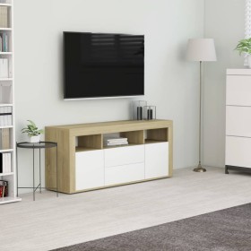 vidaXL TV-Schrank Weiß und Sonoma-Eiche 120x30x50 cm Holzwerkstoff