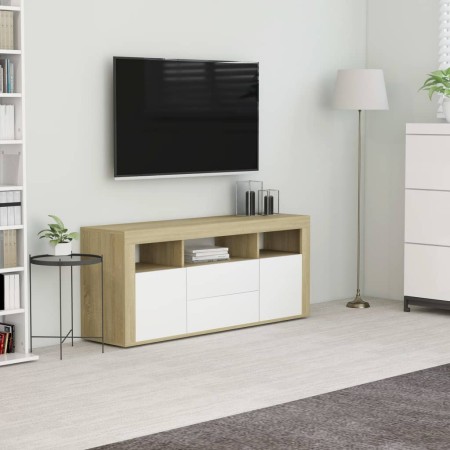 vidaXL TV-Schrank Weiß und Sonoma-Eiche 120x30x50 cm Holzwerkstoff