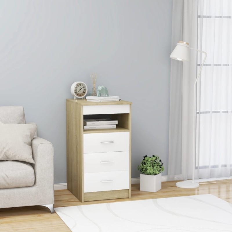 vidaXL Sideboard mit Schubladen Weiß Sonoma-Eiche Holzwerkstoff vidaXL Sideboard mit Schubladen Weiß Sonoma-Eiche Holzwerkstoff