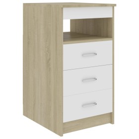 vidaXL Sideboard mit Schubladen Weiß Sonoma-Eiche Holzwerkstoff