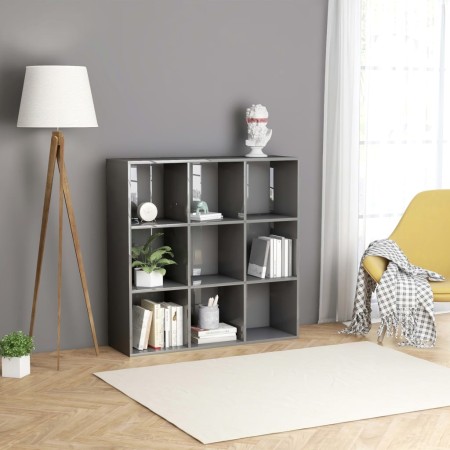 vidaXL Bücherregal Hochglanz-Grau 98x30x98 cm Holzwerkstoff