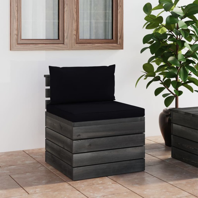 Garten-Paletten-Mittelsofa mit Kissen Kiefernholz Garten-Paletten-Mittelsofa mit Kissen Kiefernholz