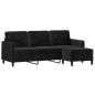 vidaXL 3-Sitzer-Sofa mit Hocker Schwarz 180 cm Samt vidaXL 3-Sitzer-Sofa mit Hocker Schwarz 180 cm Samt