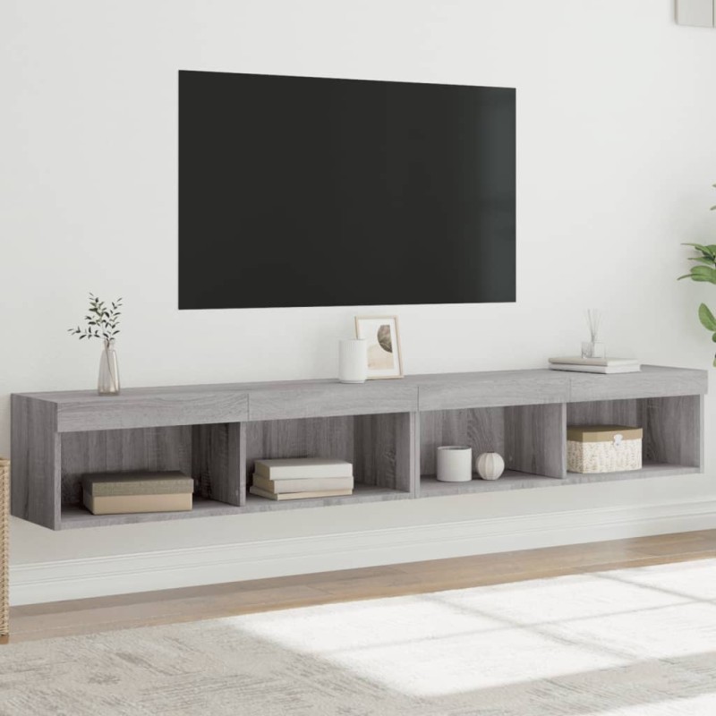 vidaXL TV-Schränke mit LED-Leuchten 2 Stk. Grau Sonoma 100x30x30 cm vidaXL TV-Schränke mit LED-Leuchten 2 Stk. Grau Sonoma 100x30x30 cm