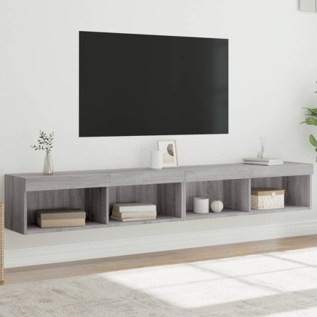 vidaXL TV-Schränke mit LED-Leuchten 2 Stk. Grau Sonoma 100x30x30 cm