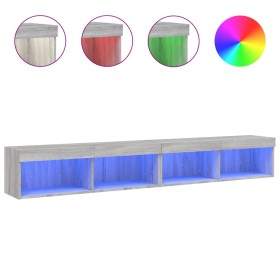 vidaXL TV-Schränke mit LED-Leuchten 2 Stk. Grau Sonoma 100x30x30 cm