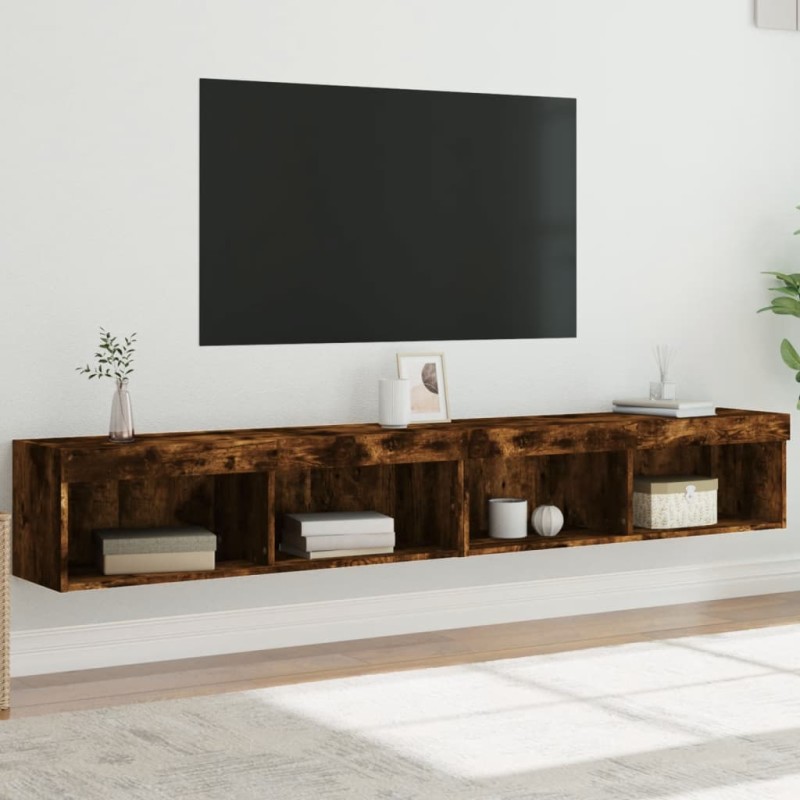 vidaXL TV-Schränke mit LED-Leuchten 2 Stk. Räuchereiche 100x30x30 cm vidaXL TV-Schränke mit LED-Leuchten 2 Stk. Räuchereiche 100x30x30 cm