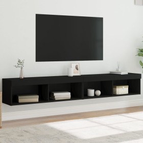 vidaXL TV-Schränke mit LED-Leuchten 2 Stk. Schwarz 100x30x30 cm