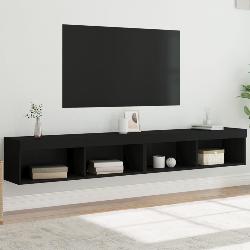 vidaXL TV-Schränke mit LED-Leuchten 2 Stk. Schwarz 100x30x30 cm vidaXL TV-Schränke mit LED-Leuchten 2 Stk. Schwarz 100x30x30 cm