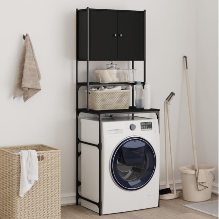 vidaXL Waschmaschinenschrank Schwarz 67x48x194 cm Holzwerkstoff