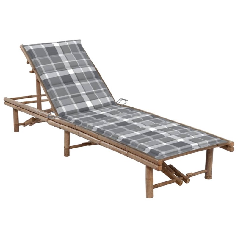 Garten-Sonnenliege mit Auflage Bambus Garten-Sonnenliege mit Auflage Bambus