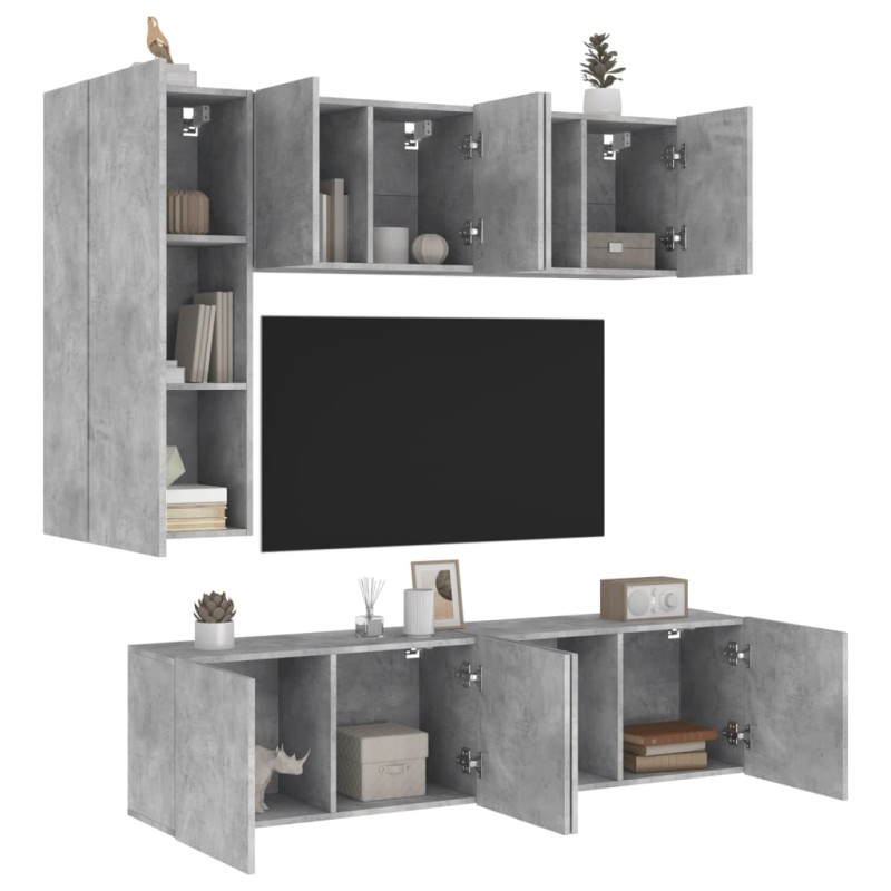 vidaXL 5-tlg. Wohnwand Betongrau Holzwerkstoff vidaXL 5-tlg. Wohnwand Betongrau Holzwerkstoff