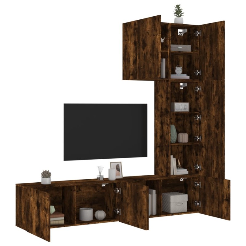 vidaXL 5-tlg. Wohnwand Räuchereiche Holzwerkstoff vidaXL 5-tlg. Wohnwand Räuchereiche Holzwerkstoff