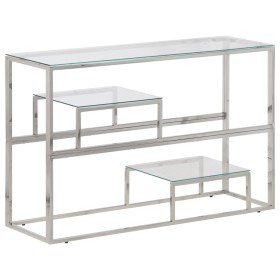 vidaXL Konsolentisch Silbern Edelstahl und Hartglas