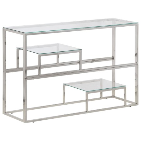 vidaXL Konsolentisch Silbern Edelstahl und Hartglas