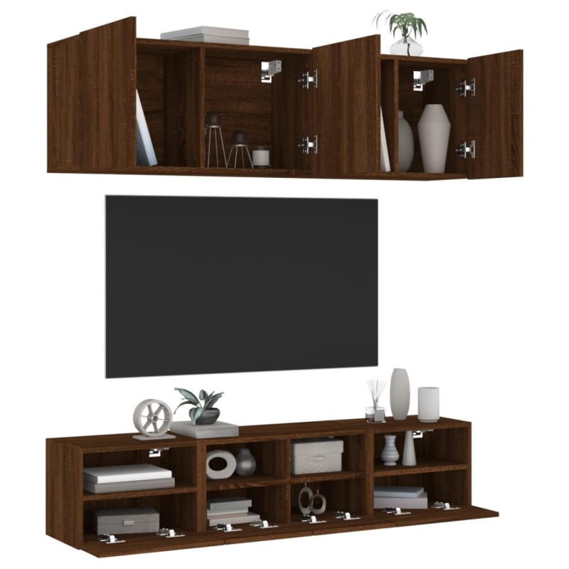 vidaXL 5-tlg. Wohnwand Braun Eichen-Optik Holzwerkstoff vidaXL 5-tlg. Wohnwand Braun Eichen-Optik Holzwerkstoff